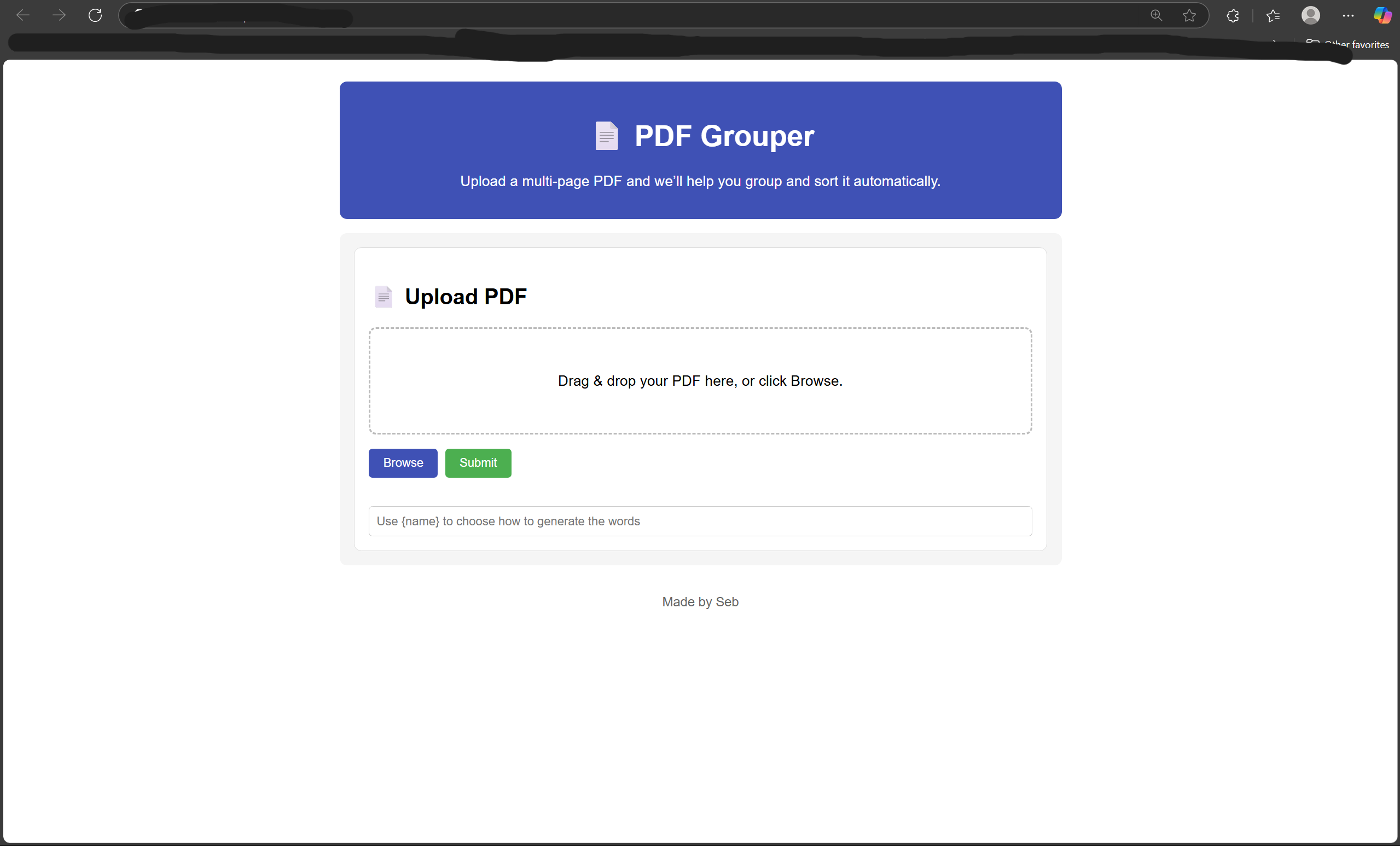 PDF Splitter Main Page